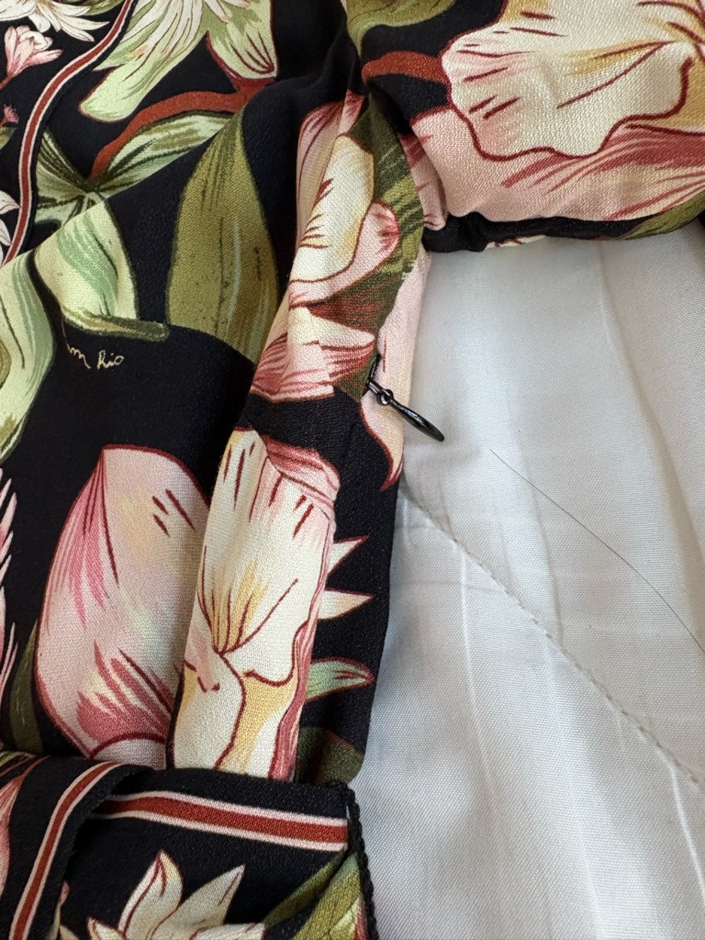 Farm Rio Surreal Flowers Black Long Sleeve Mini Dress - Picture 8 of 15